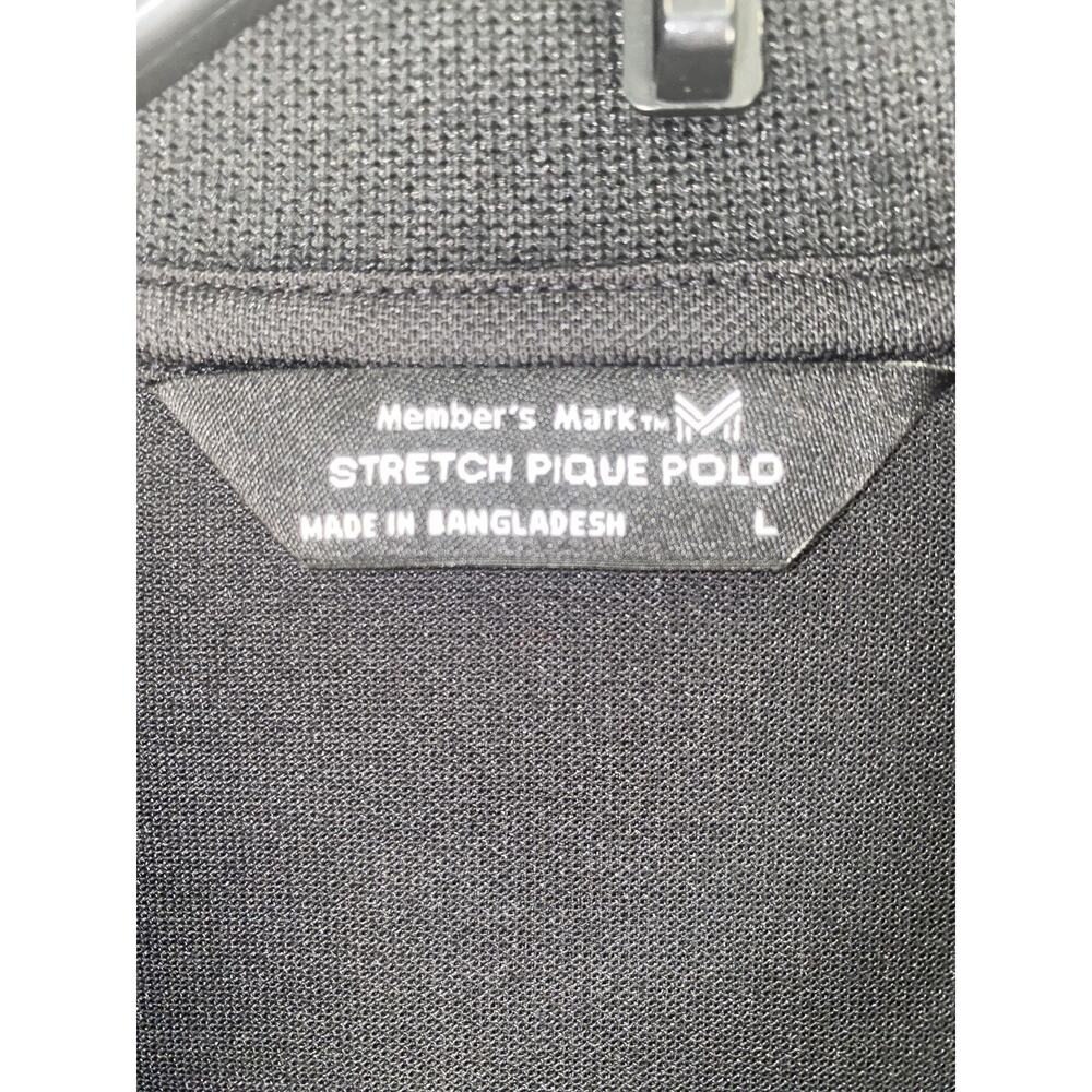 Member's Mark Polo Shirt Mens Large Black Stretch Pique Short Sleeve Casual - Picture 3 of 7